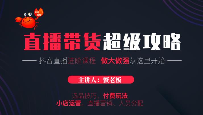 【1955期】抖音直播带货超级攻略：直播带货运营逻辑，小店运营、付费投放等