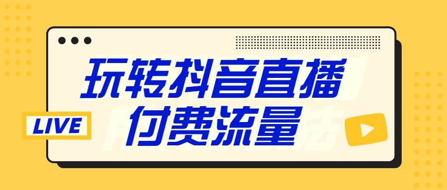 【副业2452期】点金手：抖音直播付费流量高效投放（视频课）