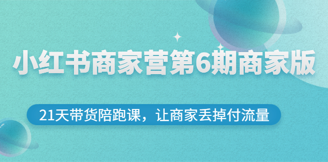 小红书怎么赚钱：小红书商家营第6期商家版，21天小红书带货陪跑课