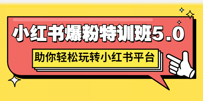 【副业3096期】小红书怎么涨粉：小红书爆粉特训班5.0，玩转小红书平台