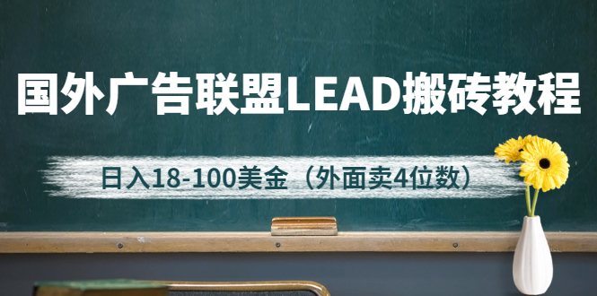 【副业3030期】国外广告联盟赚钱教程：卖4位数的LEAD搬砖教程，日入18-100美金（教程+软件）