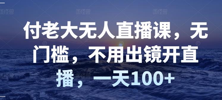 无人直播如何赚钱：付老大无人直播课，零门槛，不出镜开直播，一天100+