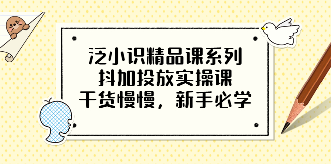 抖加投放技巧：泛小识精品课，抖加投放实操课，新手必学（12节视频）