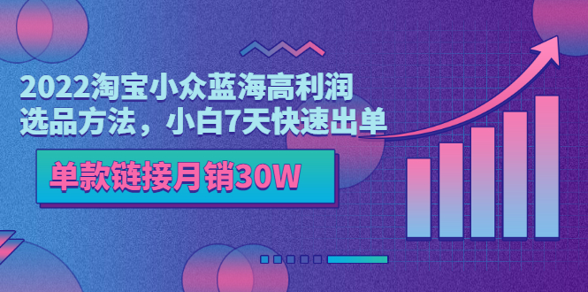 2022淘宝小众冷门类目：高利润选品方法，7天快速出单，单款链接月销30W