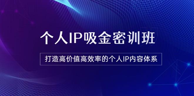 ip打造策略《个人IP吸金密训班》打造高价值高效率的个人IP