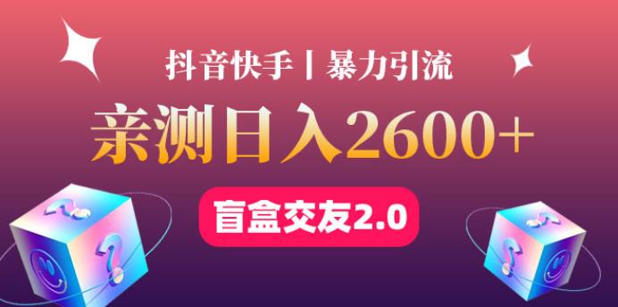 怎样做副业赚钱：最高日收益2600+丨盲盒交友蓝海引流项目2.0