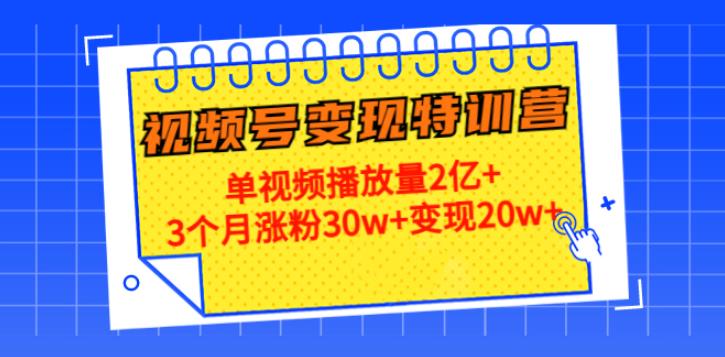 【副业4038期】如何做视频号赚钱：3个月涨粉30w+变现20w+，20天视频号变现特训营